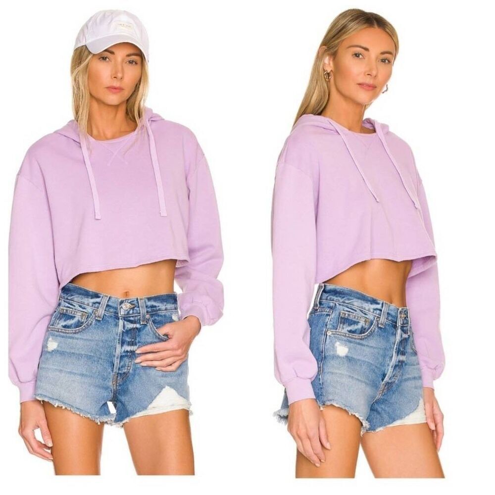 Lovers + Friends Gia cropped purple hoodie sweatshirt size womens small NWT